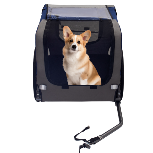 8 Reflector Folding Pet Carrier Wagon 20 Inch Wheels Breathable Mesh Dog Bike Trailer Safety Flag for Medium Small Sized Pets