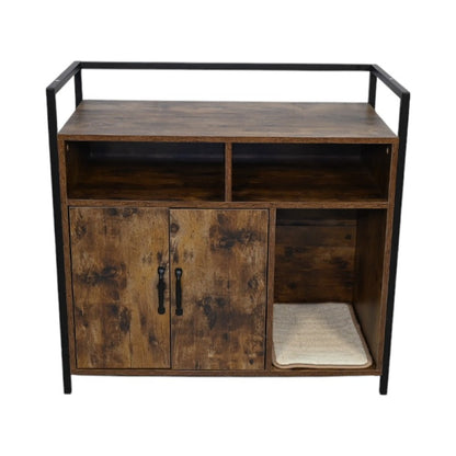 35.83" Cat Litter Box Enclosure Hidden Furniture (Scratch Pad Included), Modern Black Cat House
