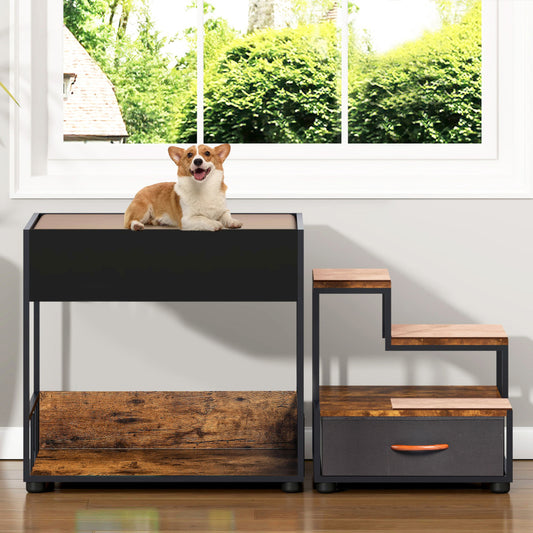 Pet Step Window Perch,Bunk Beds Window Perch for Dogs Bedside Lounge Elevated Dog Bed Multi-Level Platform with Sponge