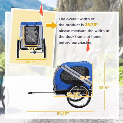 Aosom Large Wheel Off-Road Dog Bike Trailer Pet Cart 3 Entrances Mesh Screen for Bicycle Wagon Cargo Carrier Travel FCJ