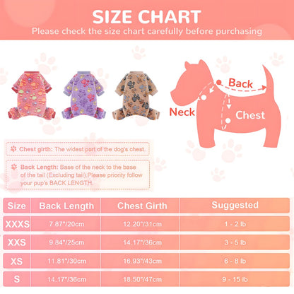 Dog Fuzzy Velvet Pajamas, Dog Winter Clothes for Small Dogs Boy Girl, Pet Jumpsuit, Doggy Apparel