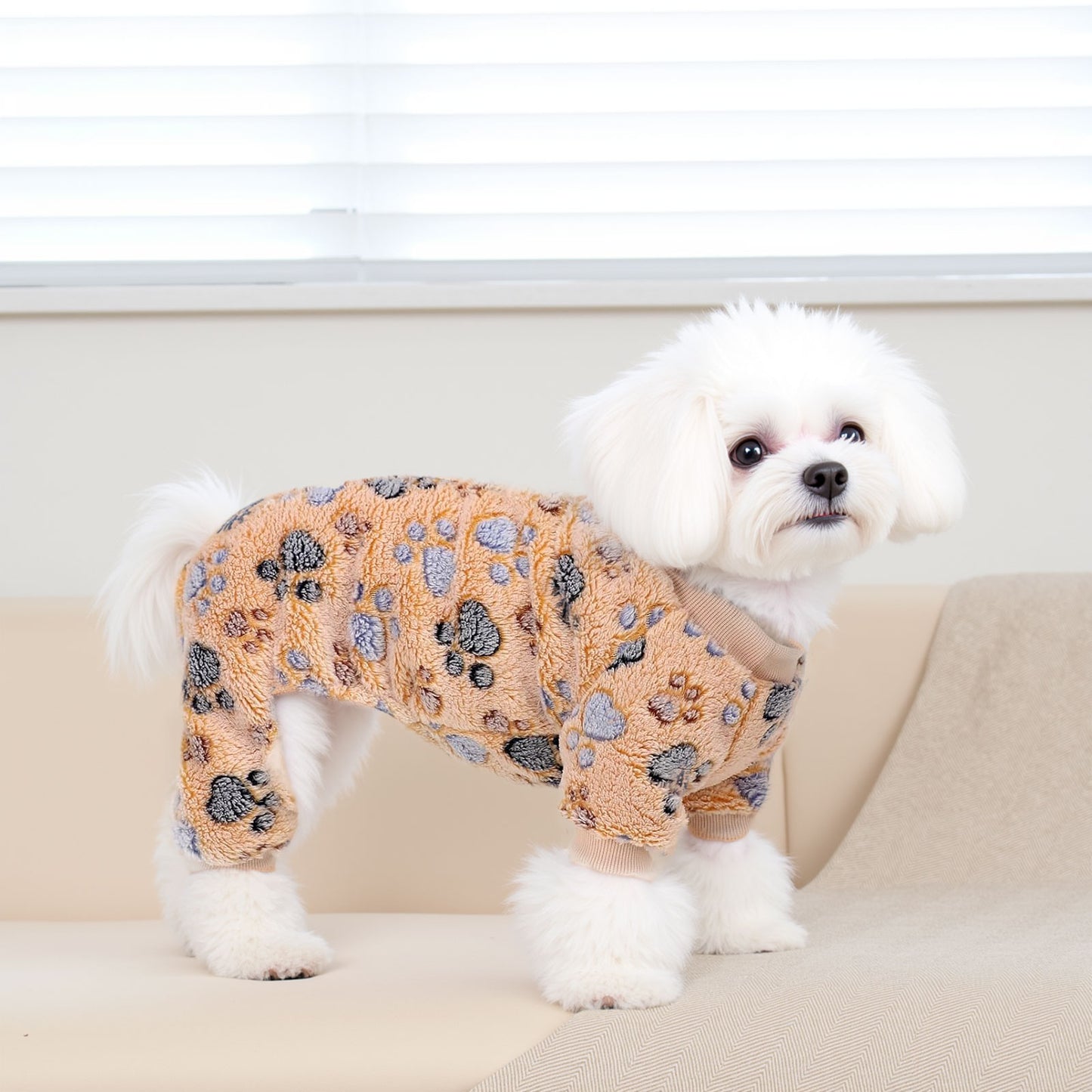 Dog Fuzzy Velvet Pajamas, Dog Winter Clothes for Small Dogs Boy Girl, Pet Jumpsuit, Doggy Apparel