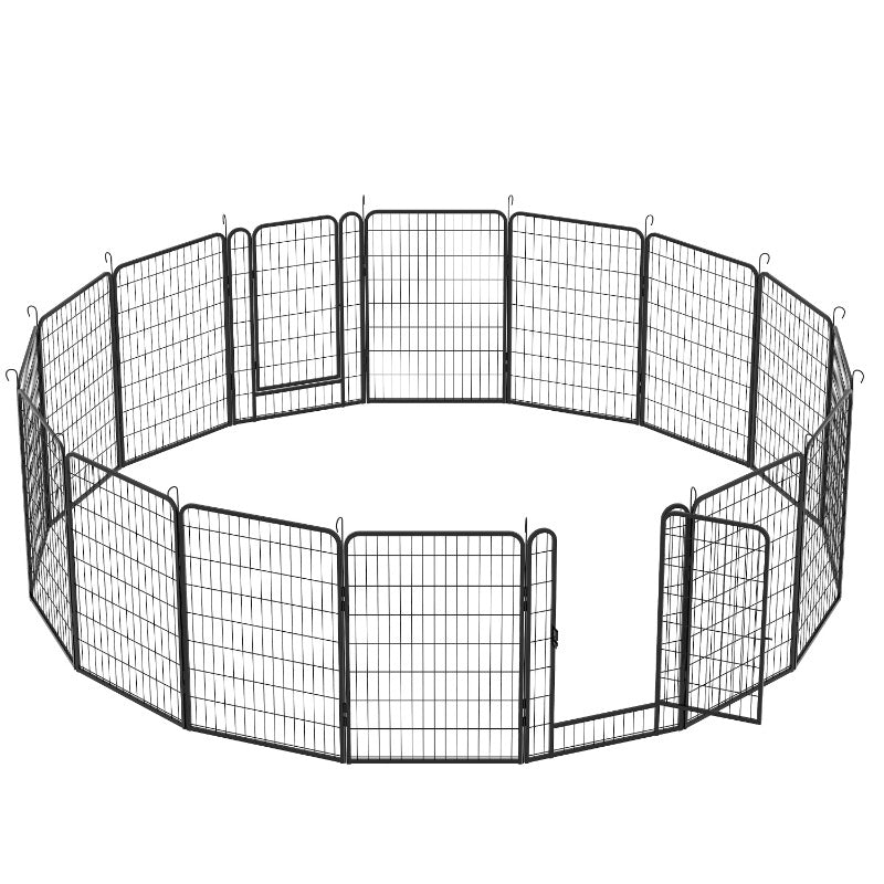 16 Panels Heavy Duty Metal Playpen with Door,39.37"H Dog Fence Pet Exercise Pen for Outdoor