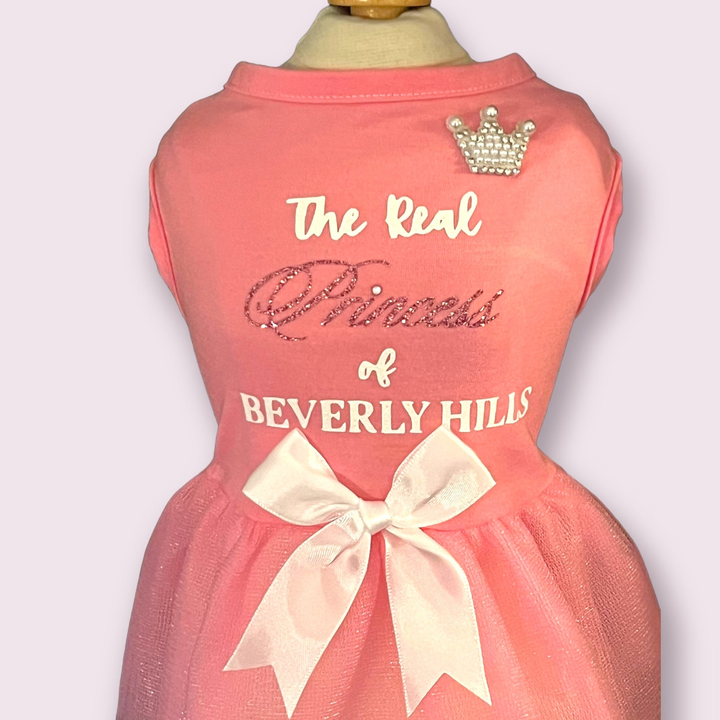 TD Real Princess of Beverly Hills Dog Dress Floral and Striped Pattern Cute Bow Feature XL Size for Summer and Winter-S/S23