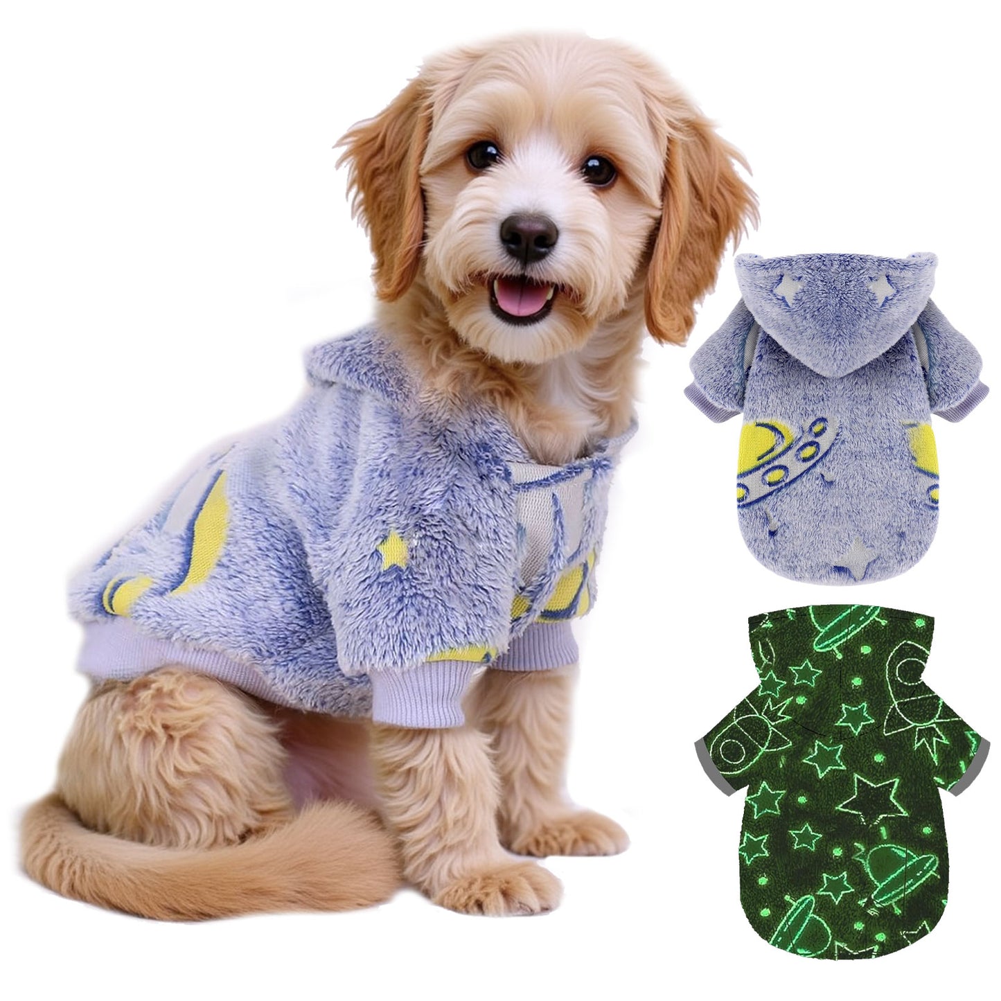 Warm Winter Dog Hoodie Soft Velvet Puppy Sweater Reflective Breathable