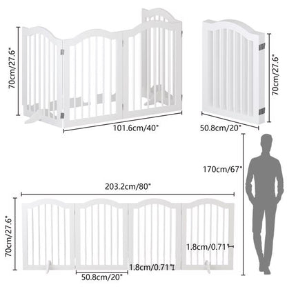 27.6" Height Tall Freestanding Pet Gate,with 2 pcs Support Feet Ideal for Stairs, Doorways, Halls, Kitchens, Heavy Duty Gat