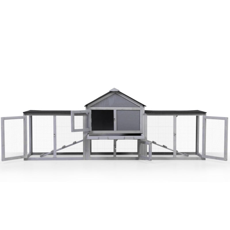 2-Story Wood Rabbit Hutch, Indoor Outdoor Bunny Cage with Double Runs and Weatherproof Roofs, Guinea Pig Pet House for Small Ani