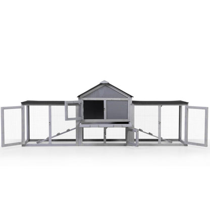 2-Story Wood Rabbit Hutch, Indoor Outdoor Bunny Cage with Double Runs and Weatherproof Roofs, Guinea Pig Pet House for Small Ani