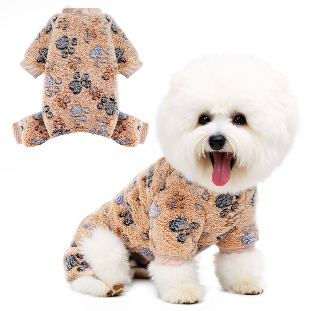 Dog Fuzzy Velvet Pajamas, Dog Winter Clothes for Small Dogs Boy Girl, Pet Jumpsuit, Doggy Apparel