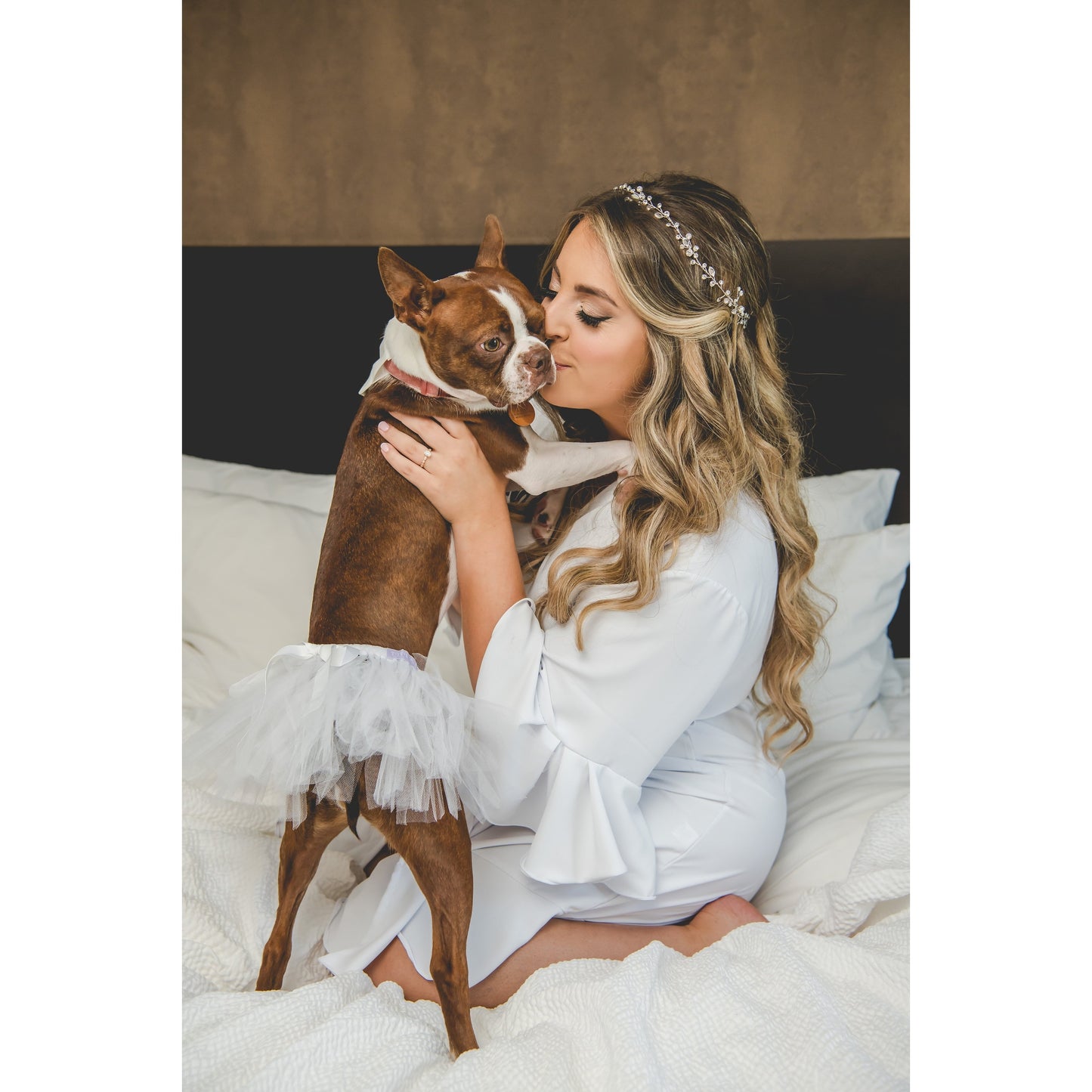 TD XS White Bridal Dog Tutu Skirt Pet Clothes