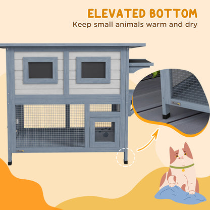 Outdoor Cat House, 2 Tier Weatherproof Feral Cat Shelter with Escape Door, Asphalt Roof