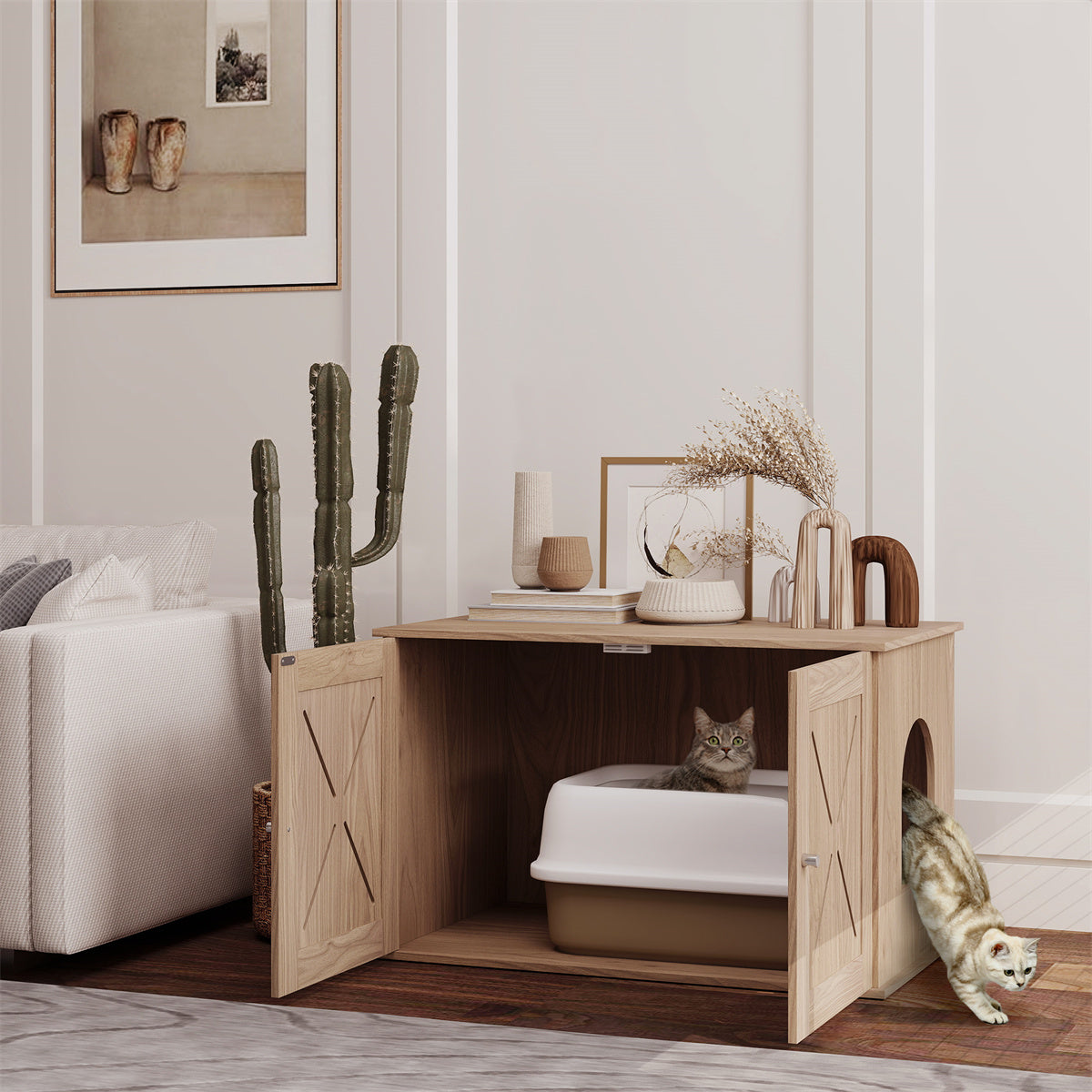 Wooden Cat Litter Box Enclosure