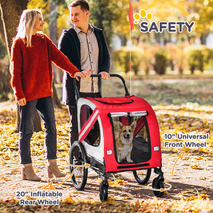 Aosom 2-in-1 Bike Trailer for Small Dogs Weather-Strong Bicycle Stroller with Red FCJ Attachment High Road-Vi