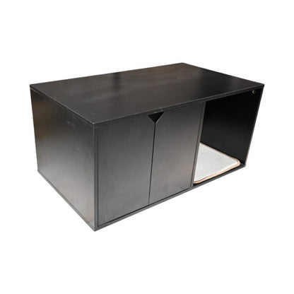 35.83" Cat Litter Box Enclosure Hidden Furniture (Scratch Pad Included), Modern Black Cat House