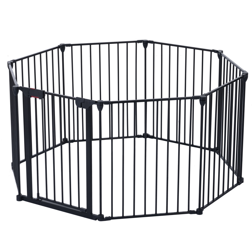 200" Adjustable Safety Gate 8 Panels Play Yard Metal Doorways Fireplace Fence Christmas Tree Fence Gate