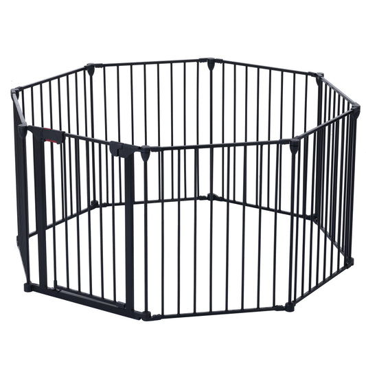 200" Adjustable Safety Gate 8 Panels Play Yard Metal Doorways Fireplace Fence Christmas Tree Fence Gate