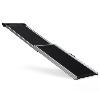 Foldable Aluminum Dog Car Step Ramp, Dog Ramp Climbing Ladder with PVC Handle, Non-slip Foot Mats for Most Sized Dogs, Pet Ramp