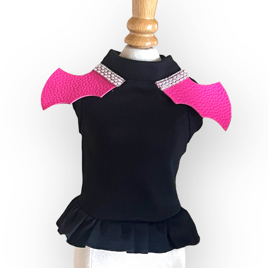 TD Bat Girl Polyester Dog Dress Plain Style XS and S Sizes for Autumn Winter Christmas and Halloween Cat Accessories Coat