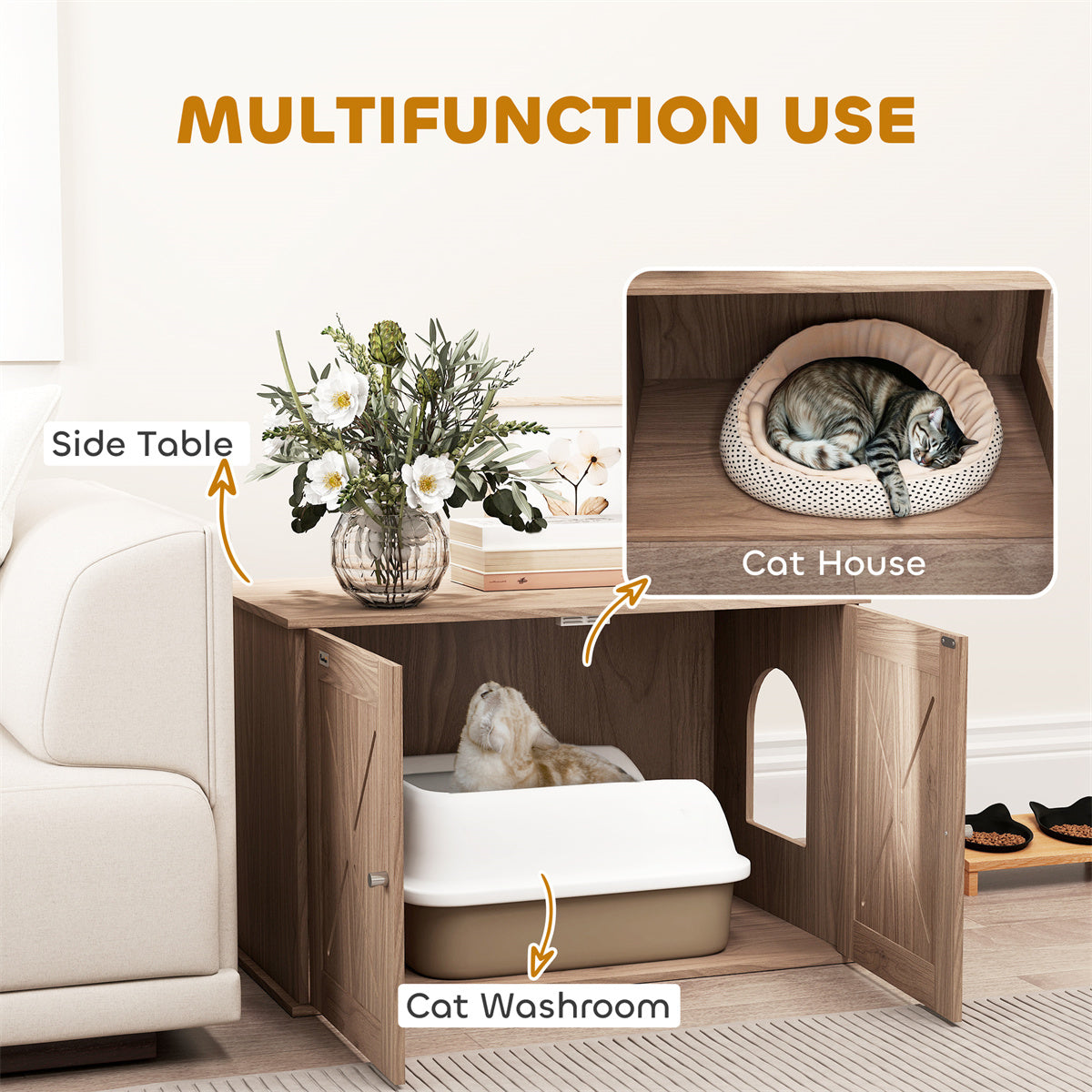 Wooden Cat Litter Box Enclosure