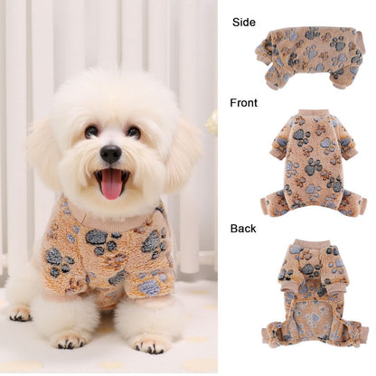 Dog Fuzzy Velvet Pajamas, Dog Winter Clothes for Small Dogs Boy Girl, Pet Jumpsuit, Doggy Apparel