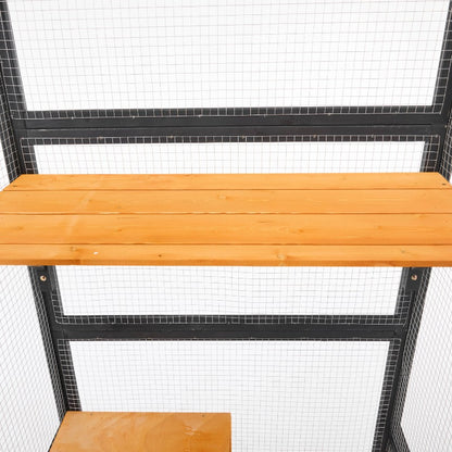 Outdoor Cat House, DIY Cat Enclosure, Cat Catio with Double Enter Doors, 62.8"L X 32.2"W X68.5"H Balcony Cat Playpen