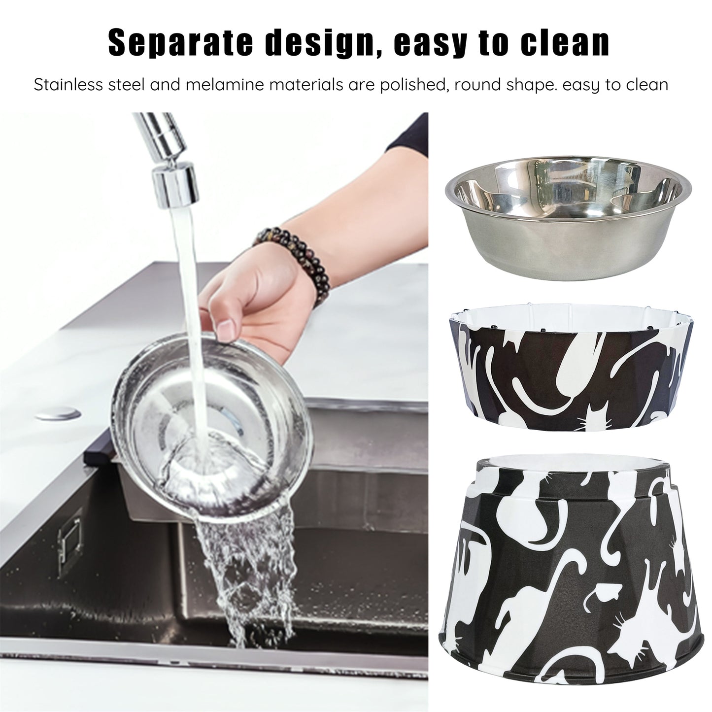 6" Anti-Vomiting Stainless Steel Pet Bowl for Small and Medium Dogs and Cats - Non-slip, Modern Design with Spine Protection