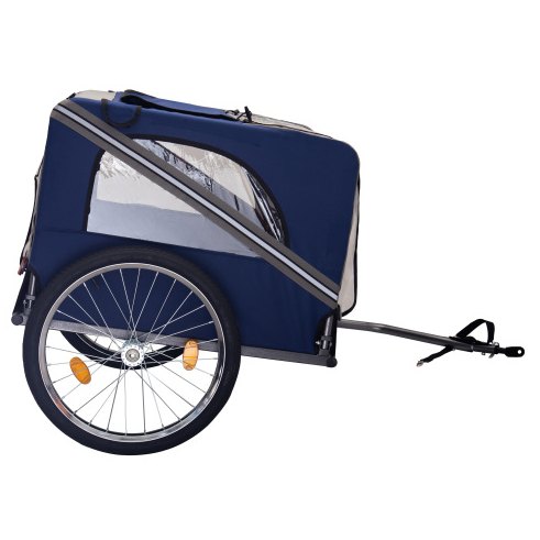8 Reflector Folding Pet Carrier Wagon 20 Inch Wheels Breathable Mesh Dog Bike Trailer Safety Flag for Medium Small Sized Pets