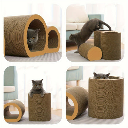 3 in 1 cat Tunnel Bed, 3 Sizes cat Scratching Board Bed, Corrugated cat Scratching Board, Hide and Play DIY cat Wheel