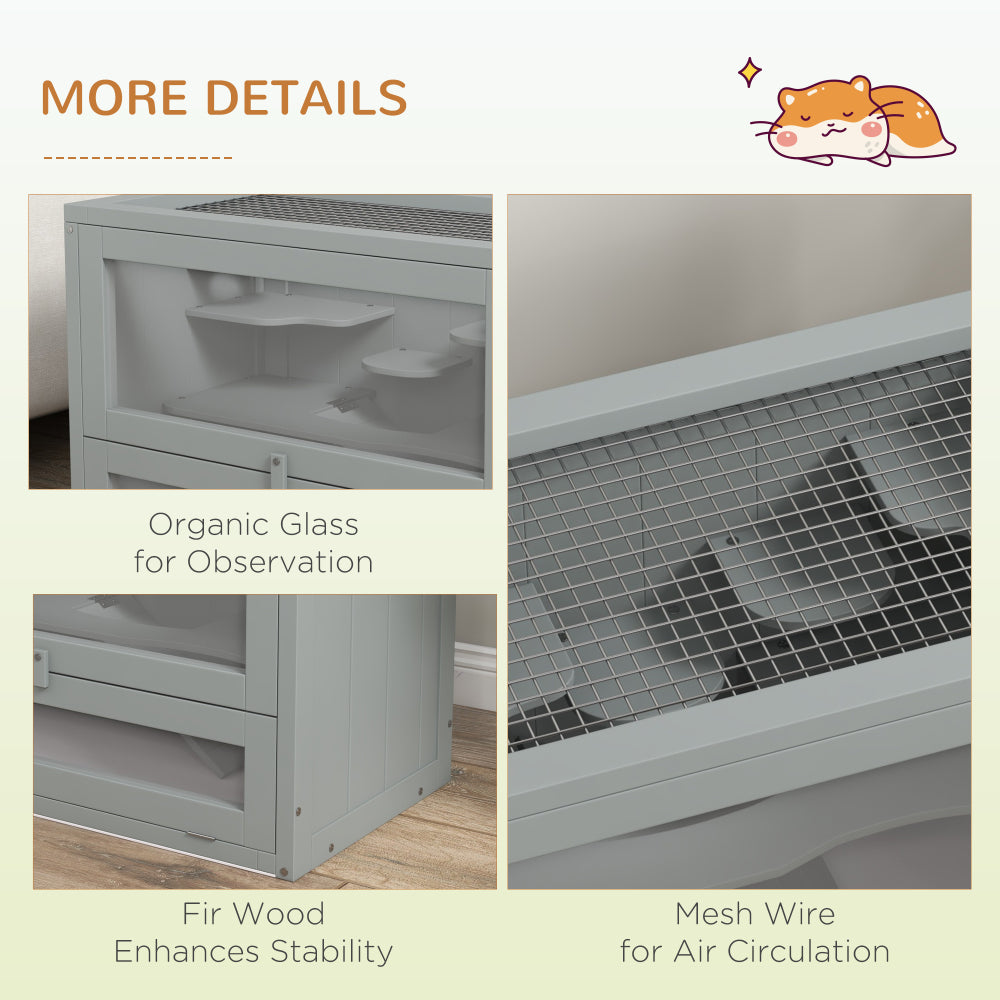 2-Level Hamster Cage Mice and Rat House, Small Animal Habitat for Guinea Pigs, Chinchillas with Openable Top