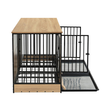 Dog Crate Furniture with Two Combined Room, XL Large Double Dog Cage Furniture with Tray for Medium Large Dogs