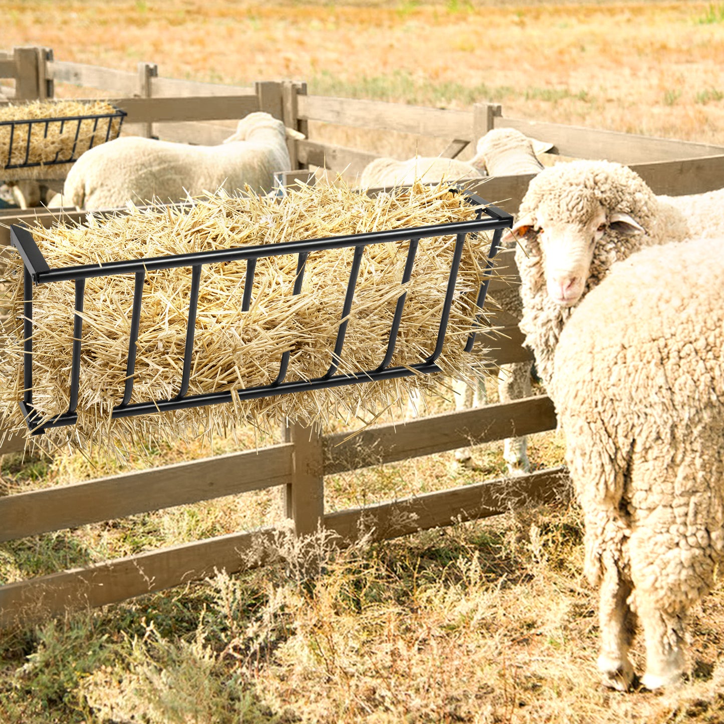 Heavy-Duty Steel Hay Feeder Large Capacity 40.8\" Long Wall Mounted Horse Hay Rack Iron Goat Hay Rack