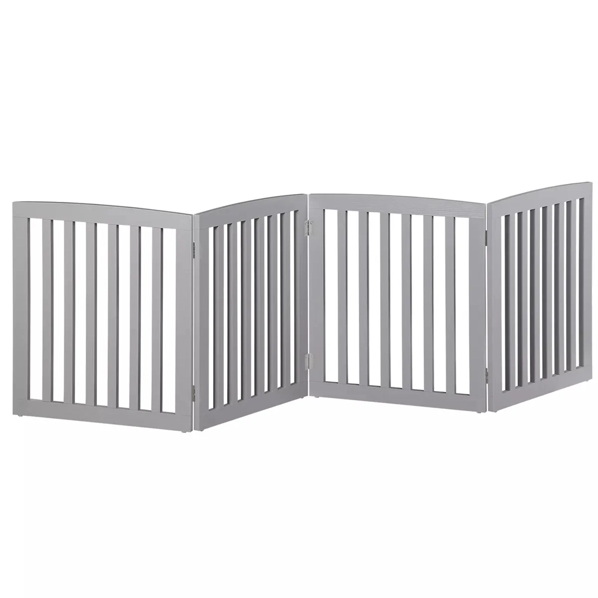 24" Folding Freestanding Wood Pet Dog 4 Panel Safety Gate - Grey