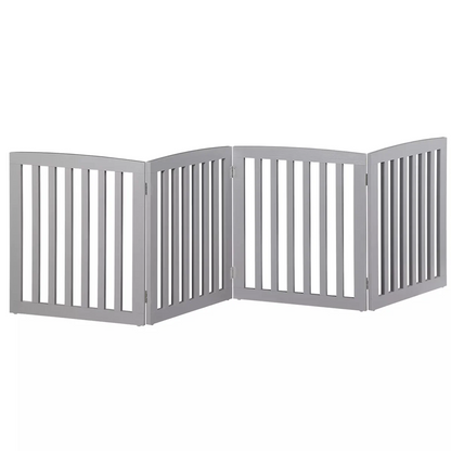 24" Folding Freestanding Wood Pet Dog 4 Panel Safety Gate - Grey