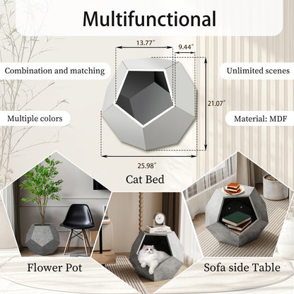 25.98"Modern Pet Furniture Cat Carrier  Side Table, Sofa Side Table, Planter MDF Multifunctional Furniture, Cement Gray