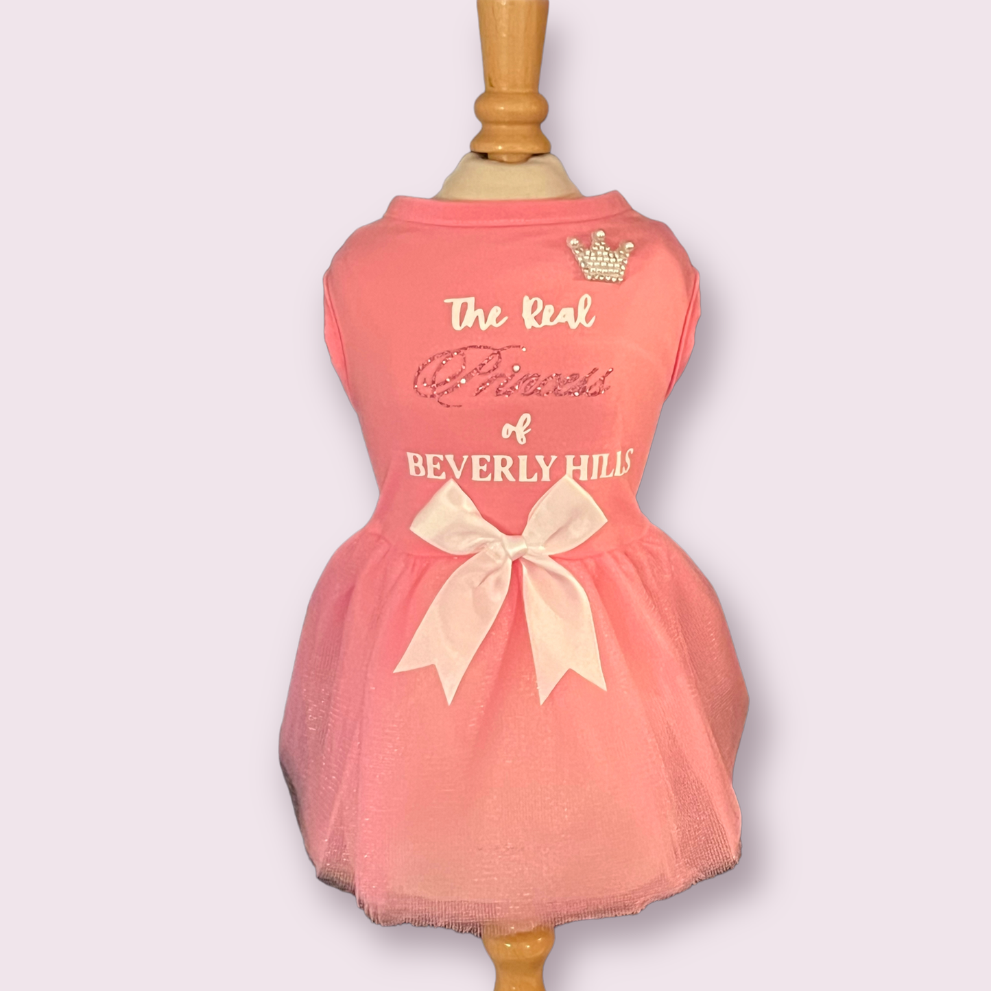 TD Real Princess of Beverly Hills Dog Dress Floral and Striped Pattern Cute Bow Feature XL Size for Summer and Winter-S/S23
