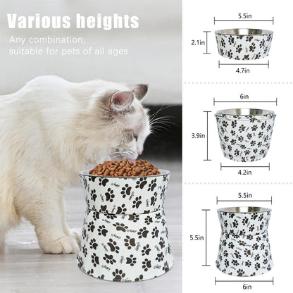 6" Anti-Vomiting Stainless Steel Pet Bowl for Small and Medium Dogs and Cats - Non-slip, Modern Design with Spine Protection