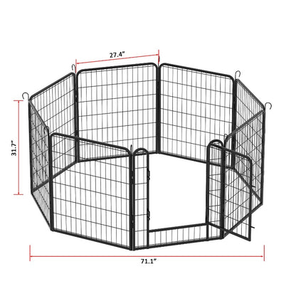 8 Panels Heavy Duty Metal Playpen with door,31.7"H Dog Fence Pet Exercise Pen for Outdoor, Indoor