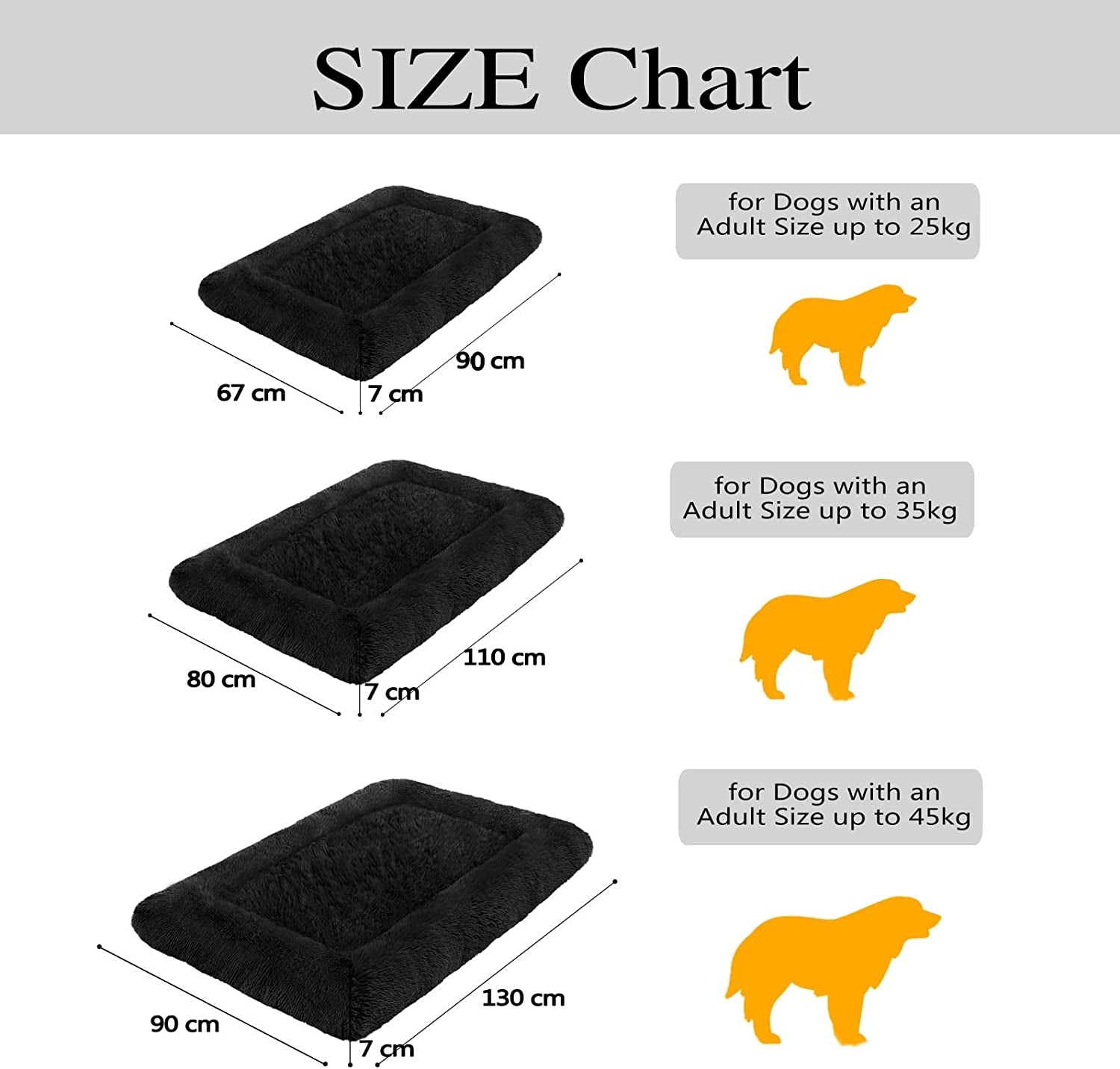 Dog Beds Calming Pet Beds, Fulffy Dog Kennel Mat Pad Faux Fur Machine Washable Anti-Slip Comfy Dog Beds for Large Medium Dogs and Cats