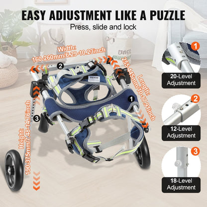 2 Wheels Dog Wheelchair for Back Legs, Pet Wheelchair Lightweight & Adjustable Assisting in Healing, Dog Cart/Wheelchair