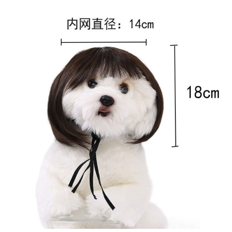 Cute Pet Wigs for Dogs and Cats with Soft Synthetic Hair and Adjustable Elastic Band for Secure Fit During Costume Parties