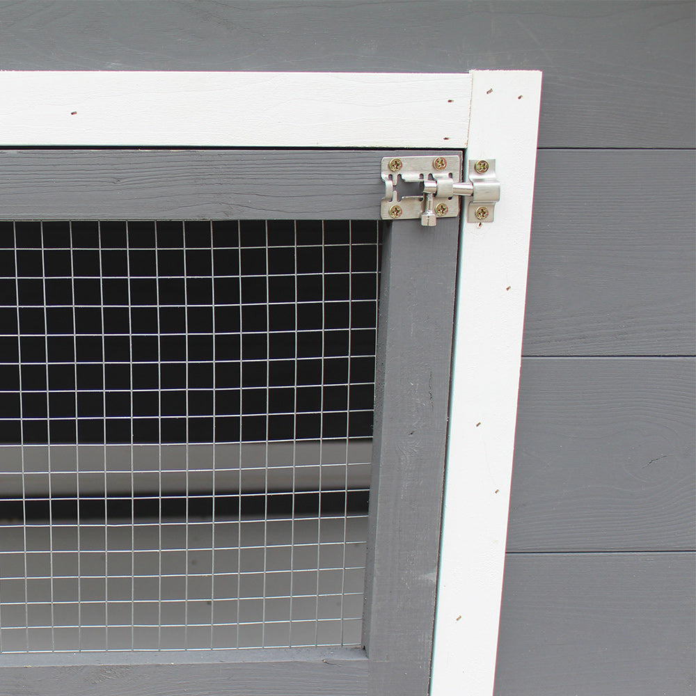 2-Story Large Wooden Rabbit Hutch Pet House with Ramps, Lockable Doors, Run Area and Asphalt Roof for Outdoor Use