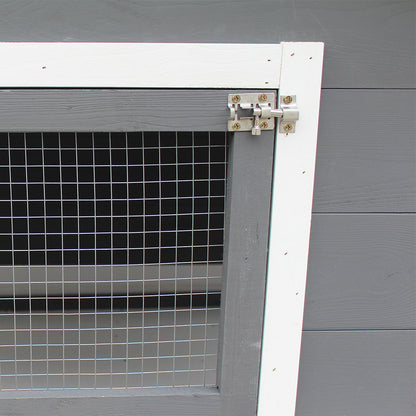 2-Story Large Wooden Rabbit Hutch Pet House with Ramps, Lockable Doors, Run Area and Asphalt Roof for Outdoor Use