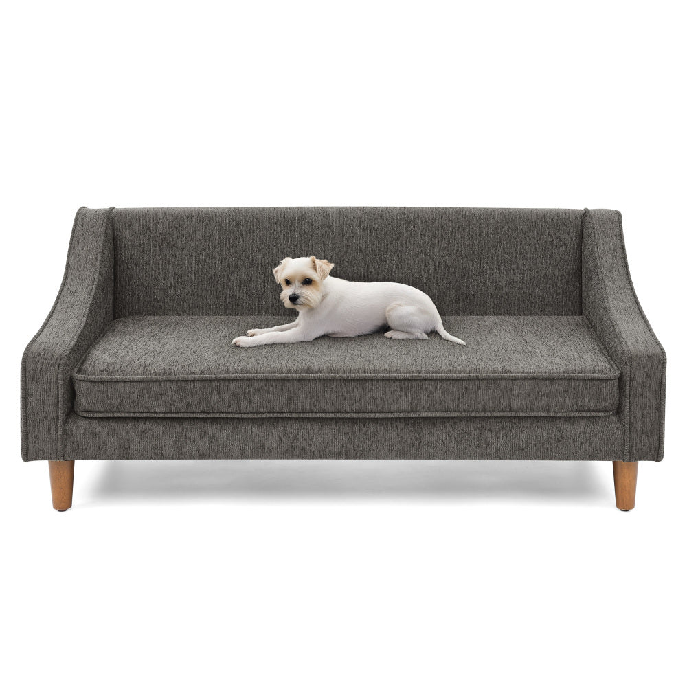 Durable Elevated Dog Sofa Bed,Pet Sofa with Modern Irregular Armrest Design,Comfortable Soft Dog Sofa-Dark Gray