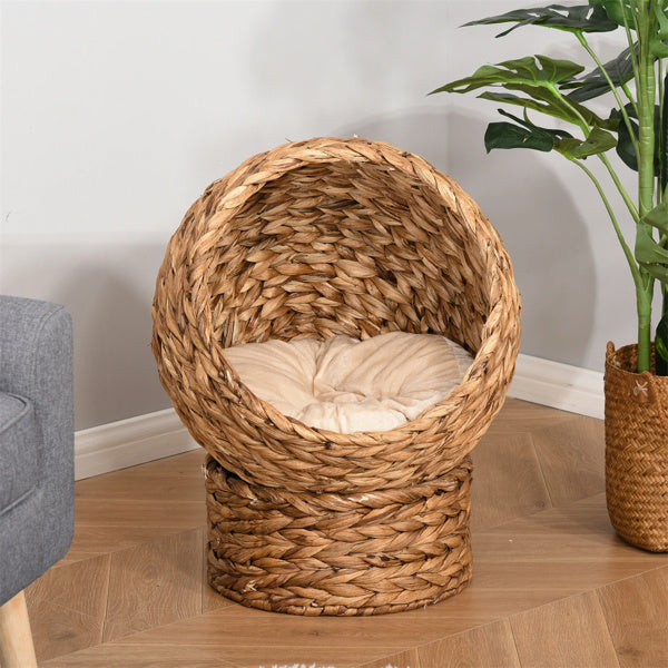 23.5" H Brown cat Bed with Upholstered, cat Basket Bed cat House