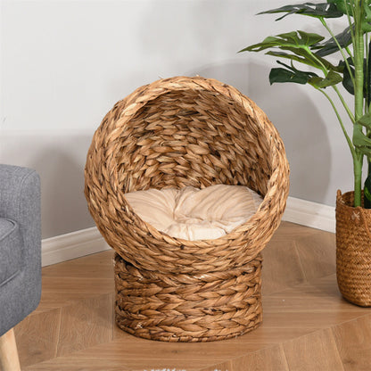 23.5" H Brown cat Bed with Upholstered, cat Basket Bed cat House