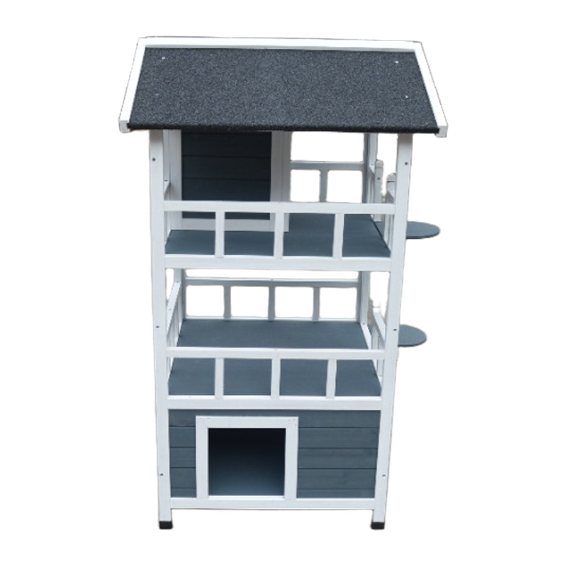 Wooden Outside Cat Shelter Weatherproof Large Outdoor Cat House with Escape Door