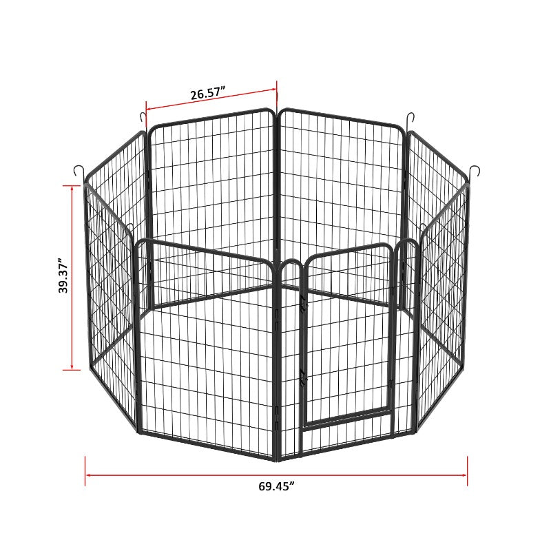 8 Panels Heavy Duty Metal Playpen with Door,39.37"H Dog Fence Pet Exercise Pen for Outdoor, Indoor