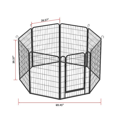 8 Panels Heavy Duty Metal Playpen with Door,39.37"H Dog Fence Pet Exercise Pen for Outdoor, Indoor
