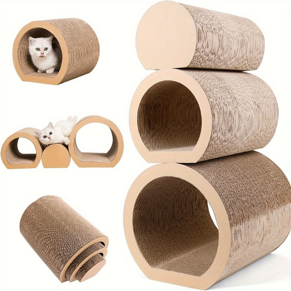 3 in 1 cat Tunnel Bed, 3 Sizes cat Scratching Board Bed, Corrugated cat Scratching Board, Hide and Play DIY cat Wheel