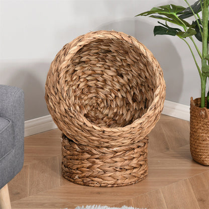 23.5" H Brown cat Bed with Upholstered, cat Basket Bed cat House